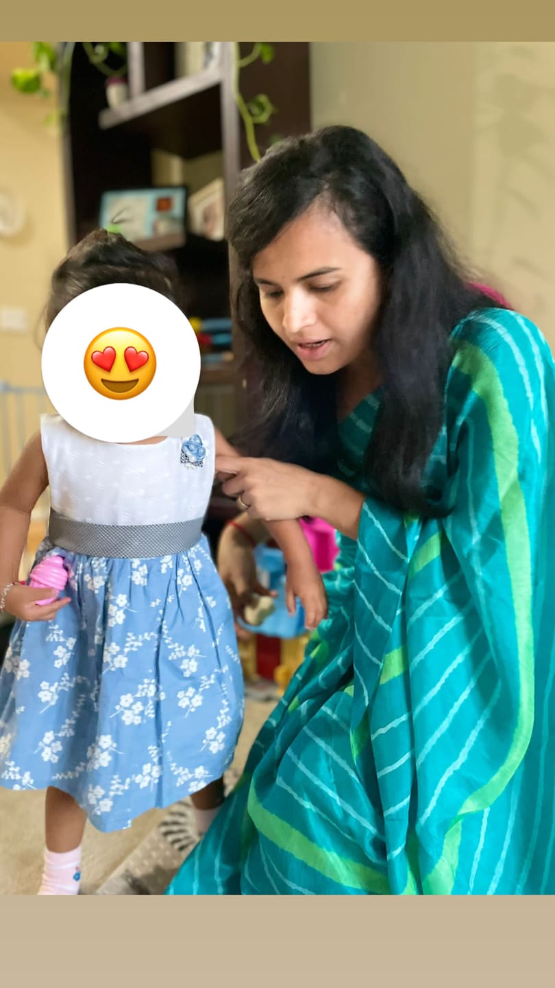 Customer photo review of Leheriya - Blue Green White Mulberry Silk Saree