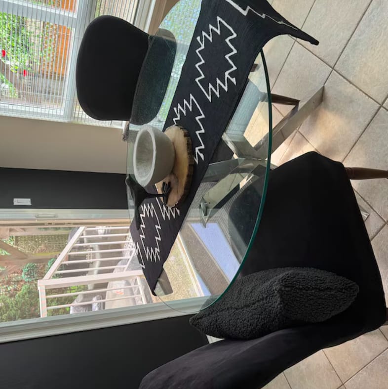 Customer photo review of Black Cleo Cotton Table Runner