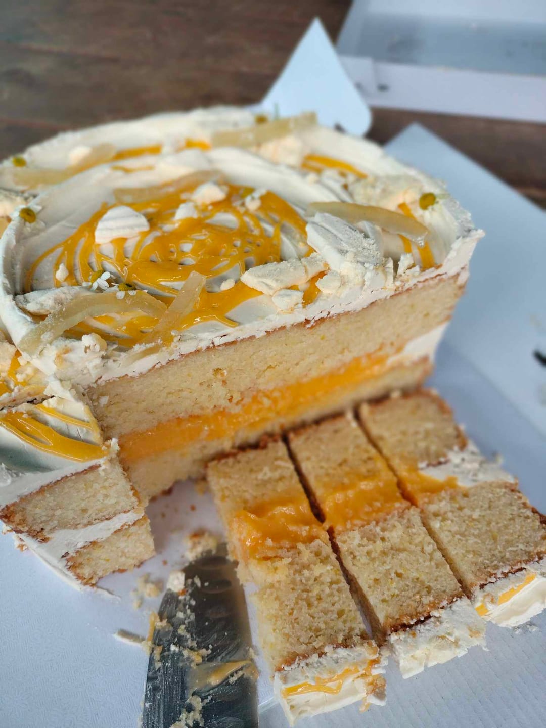 Customer photo review of lemon meringue cake
