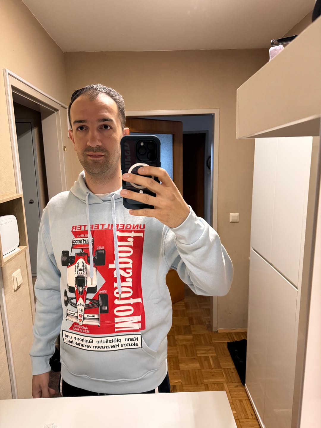 Customer photo review of Motorsport Premium Hoodie Unisex