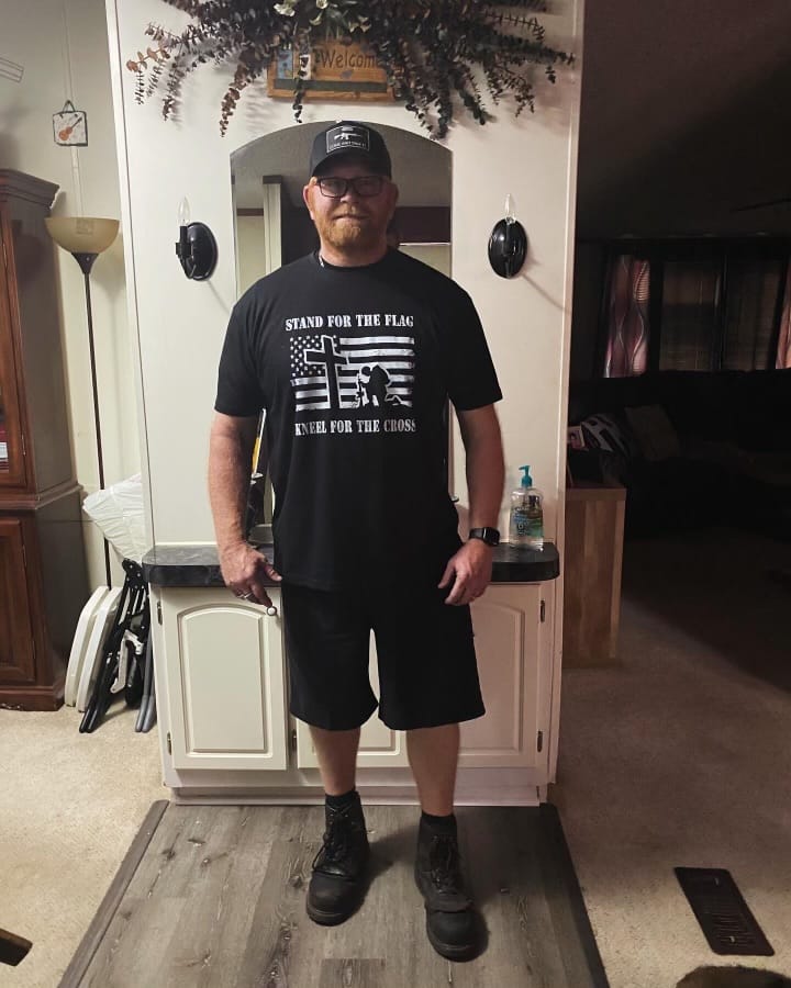 Customer photo review of Kneel For The Cross - Tee