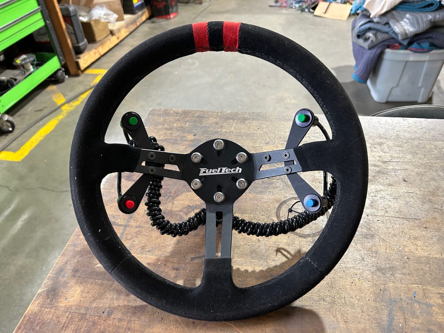 Customer photo review of Motion Raceworks Momentary Small Push Button w/6' Wound Cord (Red or Green)