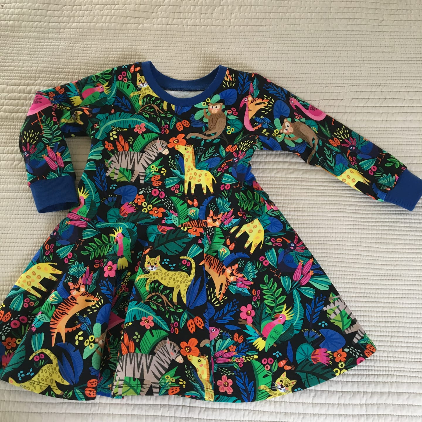 Customer photo review of Animal Jungle on Black French Terry Fabric