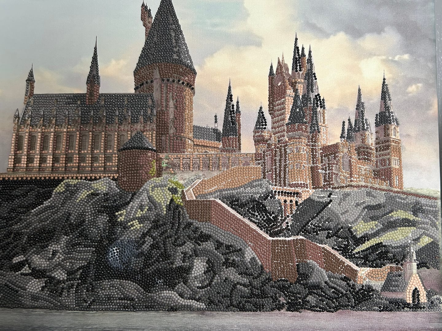 Customer photo review of "Hogwarts Castle" Harry Potter Crystal Art Canvas Kit 40x50cm