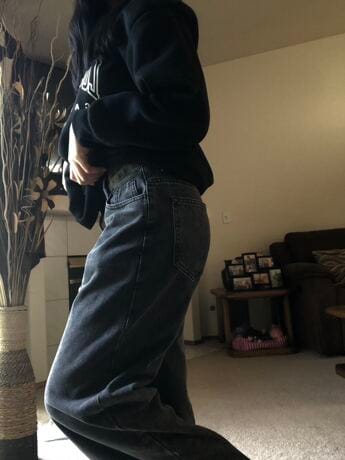 Customer photo review of High Rise Wide Leg Jeans - Grey