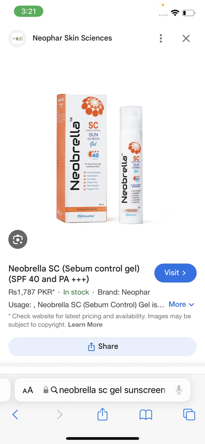 Customer photo review of Neobrella SC (Sebum control gel) (SPF 40 and PA +++)