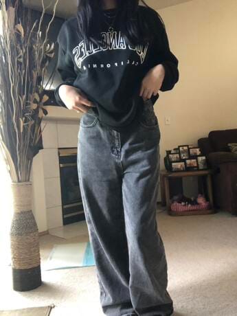 Customer photo review of High Rise Wide Leg Jeans - Grey
