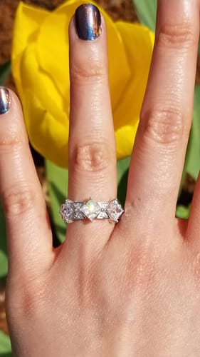 Customer photo review of 3-Stone Art Deco Princess CZ Ring in Sterling Silver 2.1ct