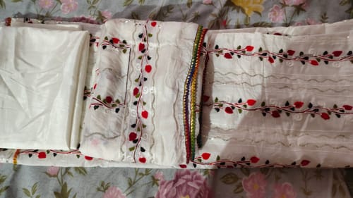 Customer photo review of White Sequins Embroidered Chanderi Dress Material