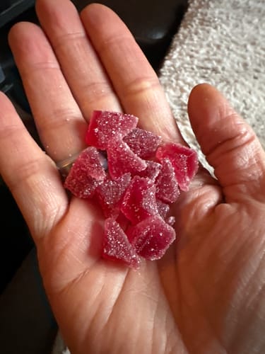 Customer photo review of Deep Sleep Gummies with THC + CBD + CBN + Melatonin - Black Cherry