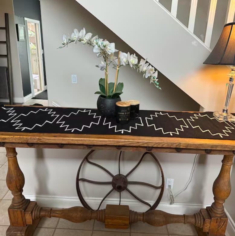 Customer photo review of Black Cleo Cotton Table Runner