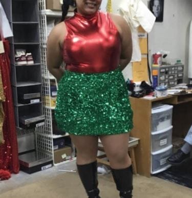 Customer photo review of Emerald Green Sequins on Velvet