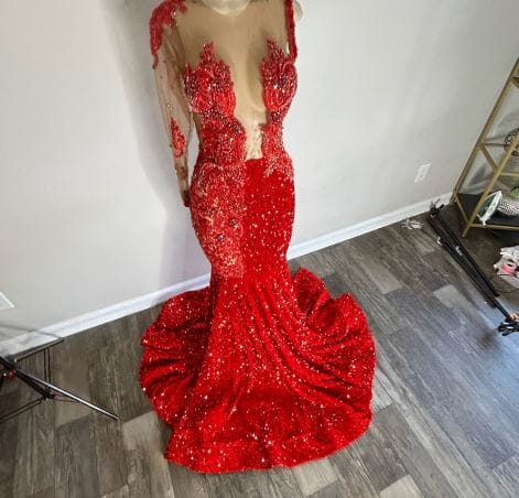 Customer photo review of Red Sequin on Velvet