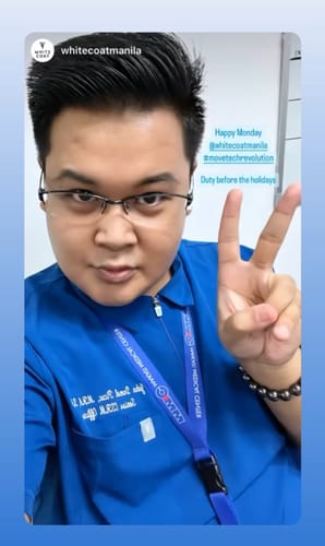 Customer photo review of Zip-Up Polo MoveTech® Scrub Top - Men / Cobalt Blue