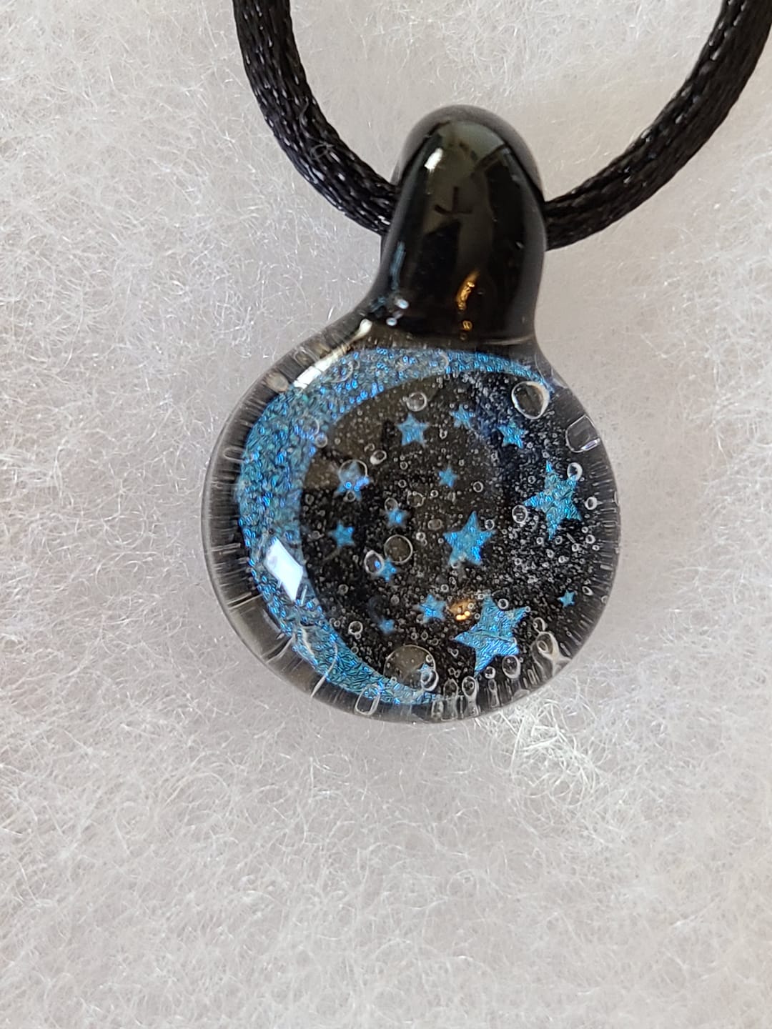 Customer photo review of Moon and Stars Hologram Pendant with Infused Cremation Ash