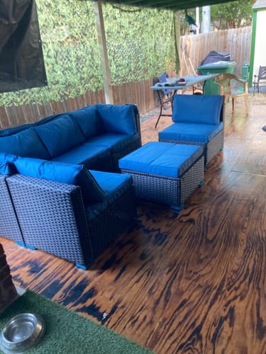 Customer photo review of 6 Pcs Outdoor Sectional Sofa Daybed w/ Canopy & Adjustable Backrest & Coffee Table, Blue