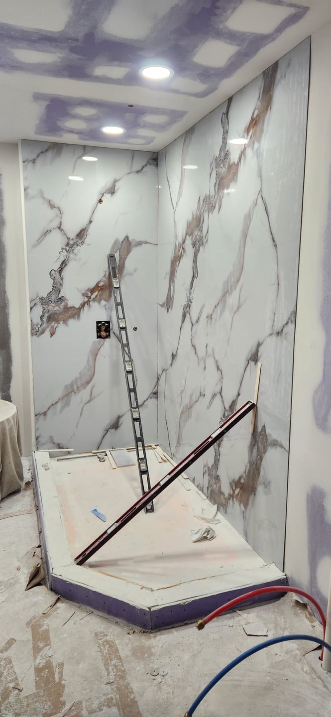 Customer photo review of Emperor Carrara Marble Wall Panel 96" X 48"