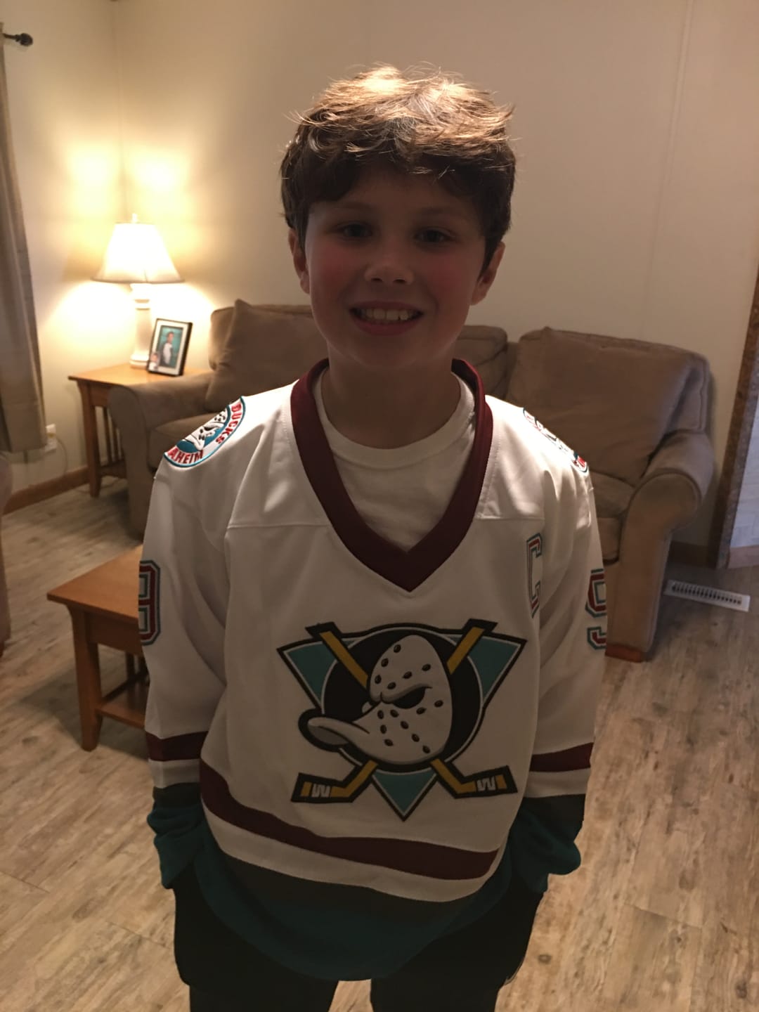 Customer photo review of Custom Mighty Ducks Retro White Hockey Jersey