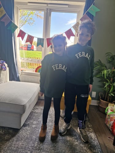 Customer photo review of FERAL College Kids Sweatshirt