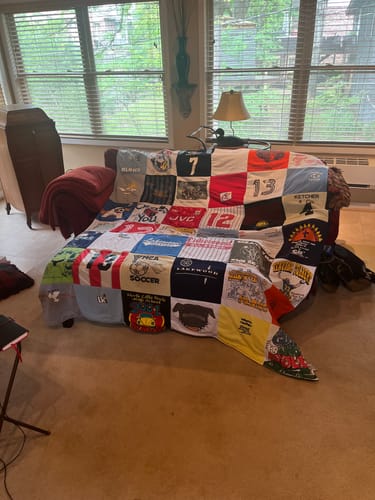 T-shirt quilt featuring bears soccer team, flyers sports team by Willard from AR