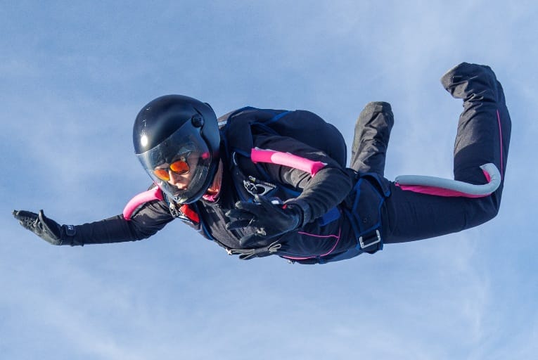 Customer photo review of Skydiving Formation Pink and Black Suit ND-016