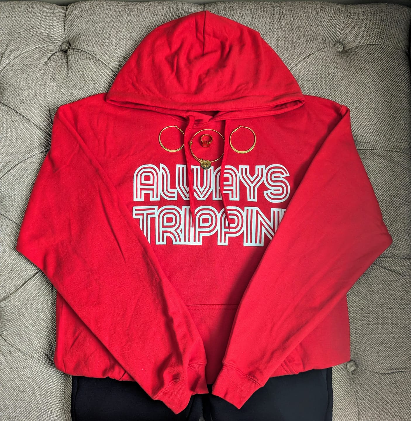 Customer photo review of Always Trippin' Unisex Hoodie - RED