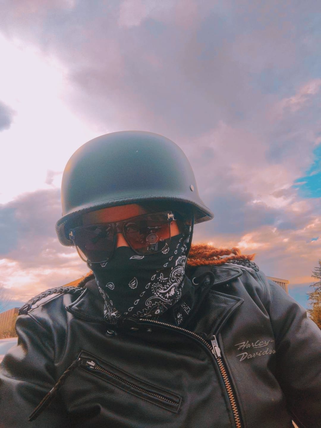 Customer photo review of Mayan Style Half Helmet Lightweight Face German Style DOT Helmet - Matte Black