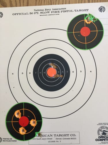 Customer photo review of 3 Inch Splatter Adhesive Bullseye Shooting Target Stickers - 250 Pack