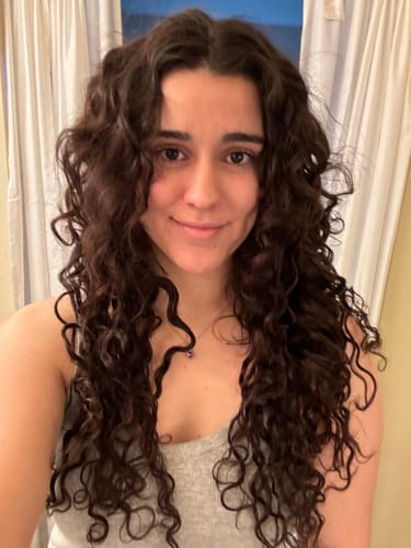 Customer photo review of Neutral Dark Brown Spiral Clip-In Hair Extensions