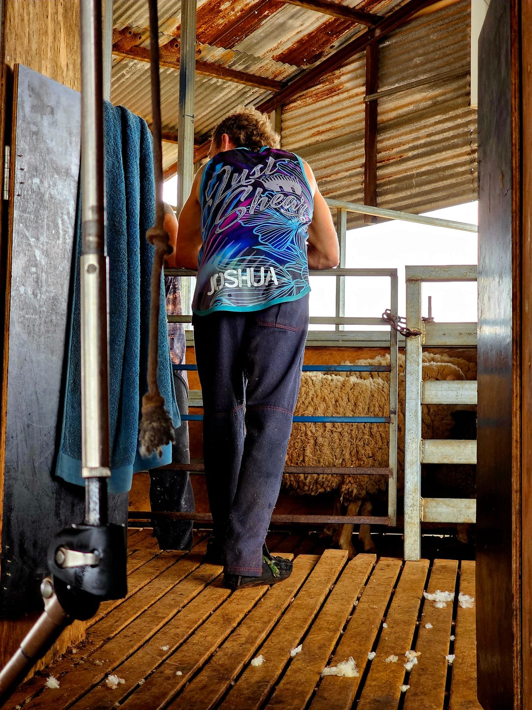 Customer photo review of To The Point - Blue | Just Shear Sports Performance Singlet