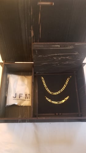 Customer photo review of Figaro Chain Men's Necklace and Bracelet Set Gold-Plated Solid Silver