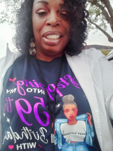 Customer photo review of 59th Birthday Purple Letters