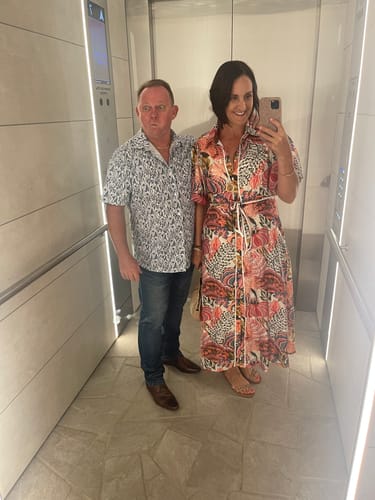 Customer photo review of Leah Floral Shirt dress in Multi Print