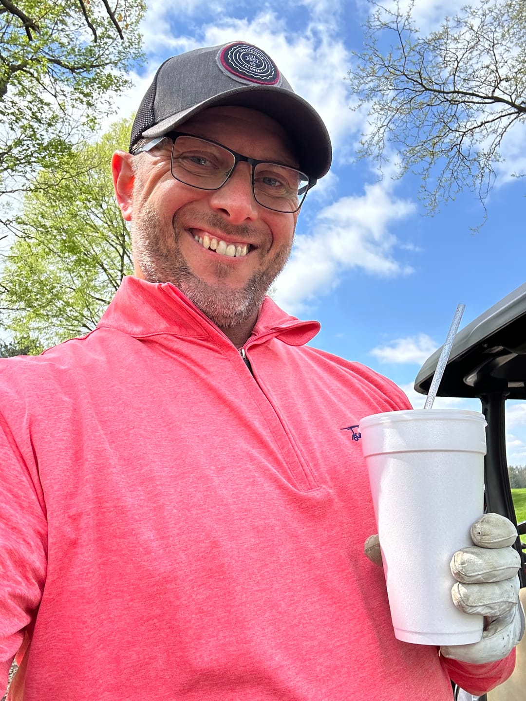 Customer photo review of Ocean View Quarter Zip- Heather Coral