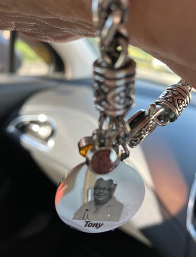 Customer photo review of Personalized I'm Always With You Wings Memorial Antique Silver Bracelet