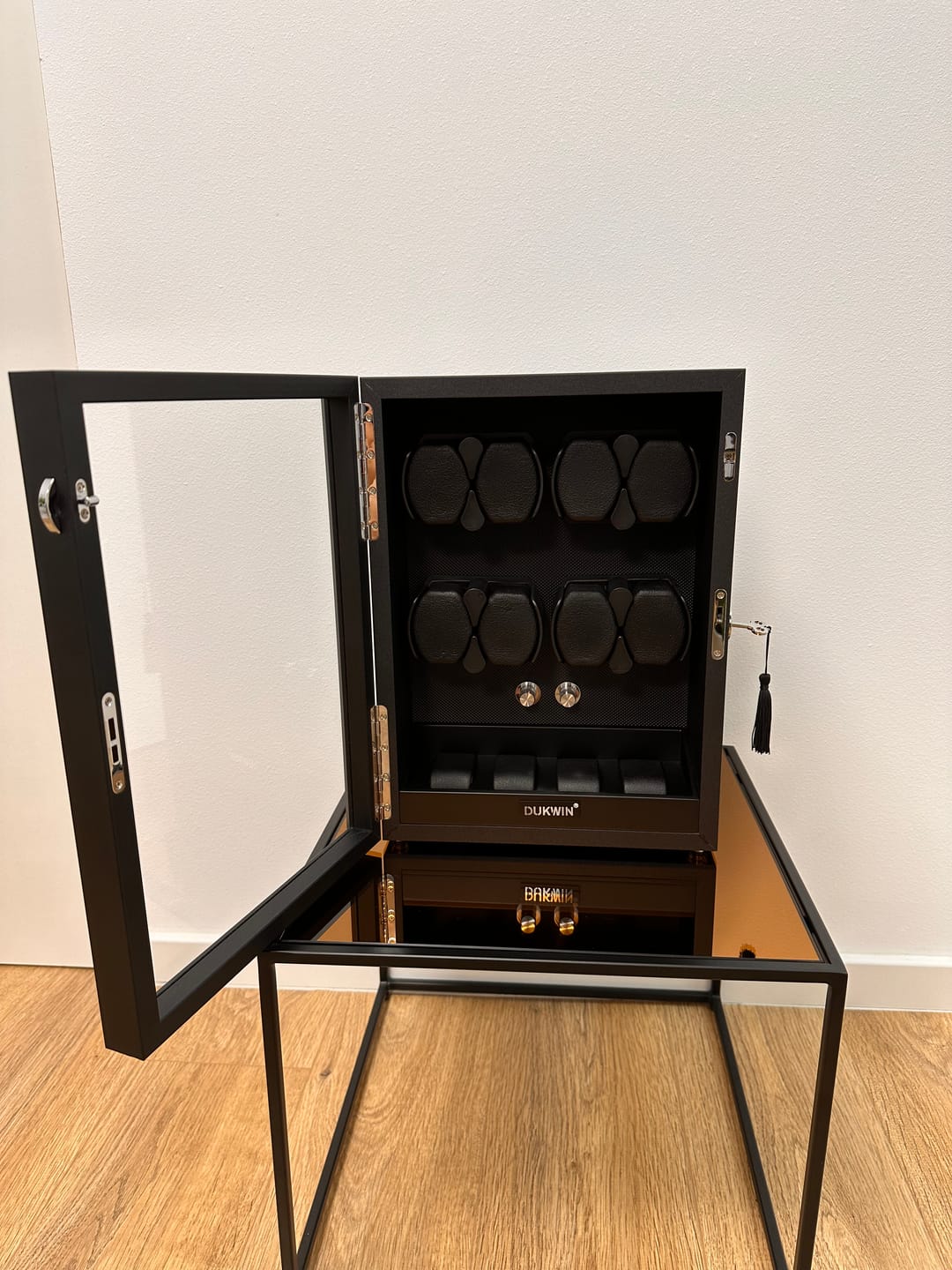 Customer photo review of 8 + 4 Watch Winder with Extra Storages Aurora Blue Light Quiet Motors - Black