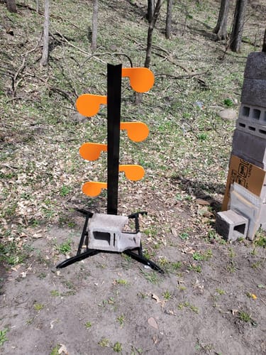 Customer photo review of 6" x 3/8" AR500 Steel Target Dueling Tree Stand