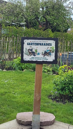 Customer photo review of Unser Gartenparadies - Outdoor-Türschild