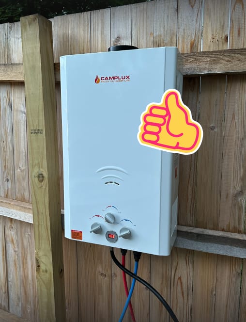 Customer photo review of Camplux 16L Outdoor 4.22 GPM Propane Gas Tankless Water Heater
