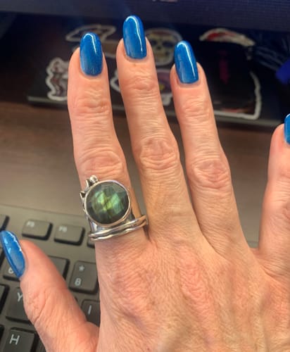 Customer photo review of Labradorite Stars and Moon Fidget Ring