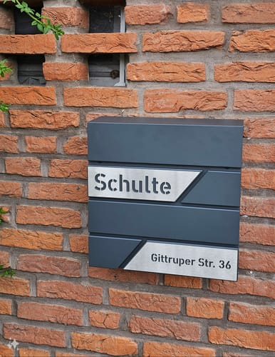 Customer photo review of AlbersDesign Briefkasten B1 anthrazit (RAL7016) personalisiert mit Edelstahl-Schildern