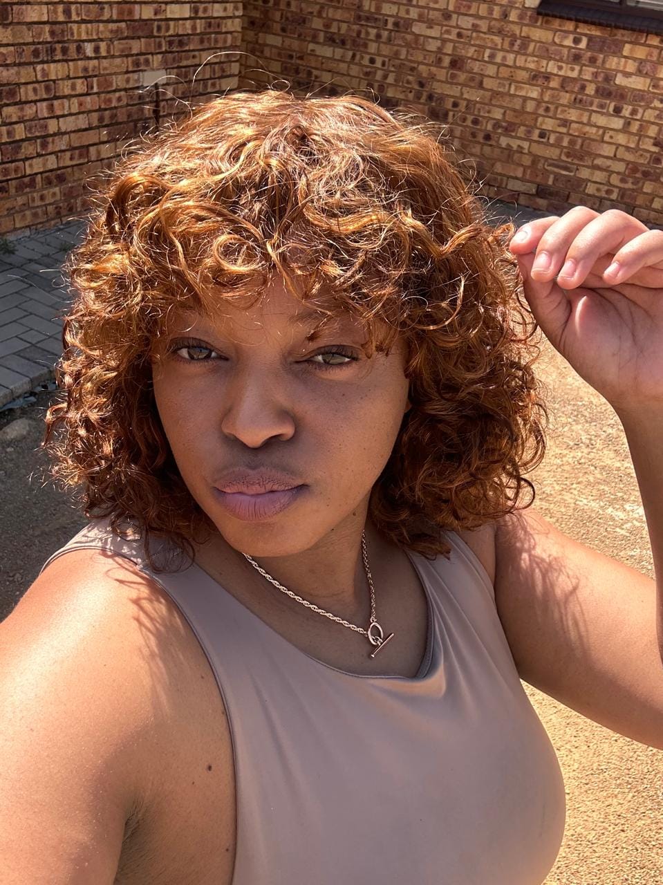 Customer photo review of Colour : Double Drawn Highlighted Curly Fringe