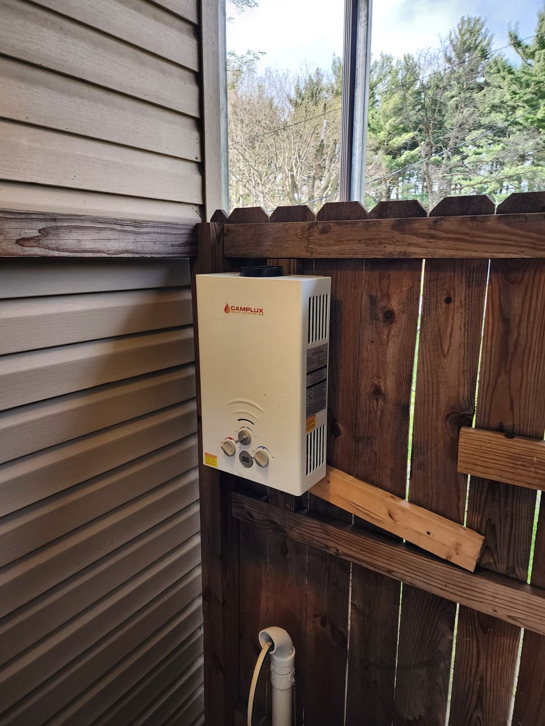 Customer photo review of Portable Water Heater, Camplux Propane Water Heater, 2.11 GPM Tankless Gas Water Heater, On Demand Water Heater, White