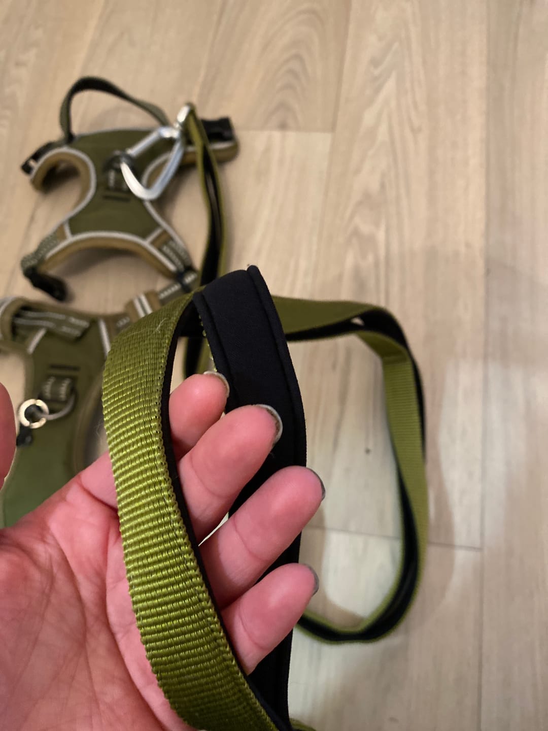 Customer photo review of Ladder Lead - Multiple Handles During Walks - Olive Green