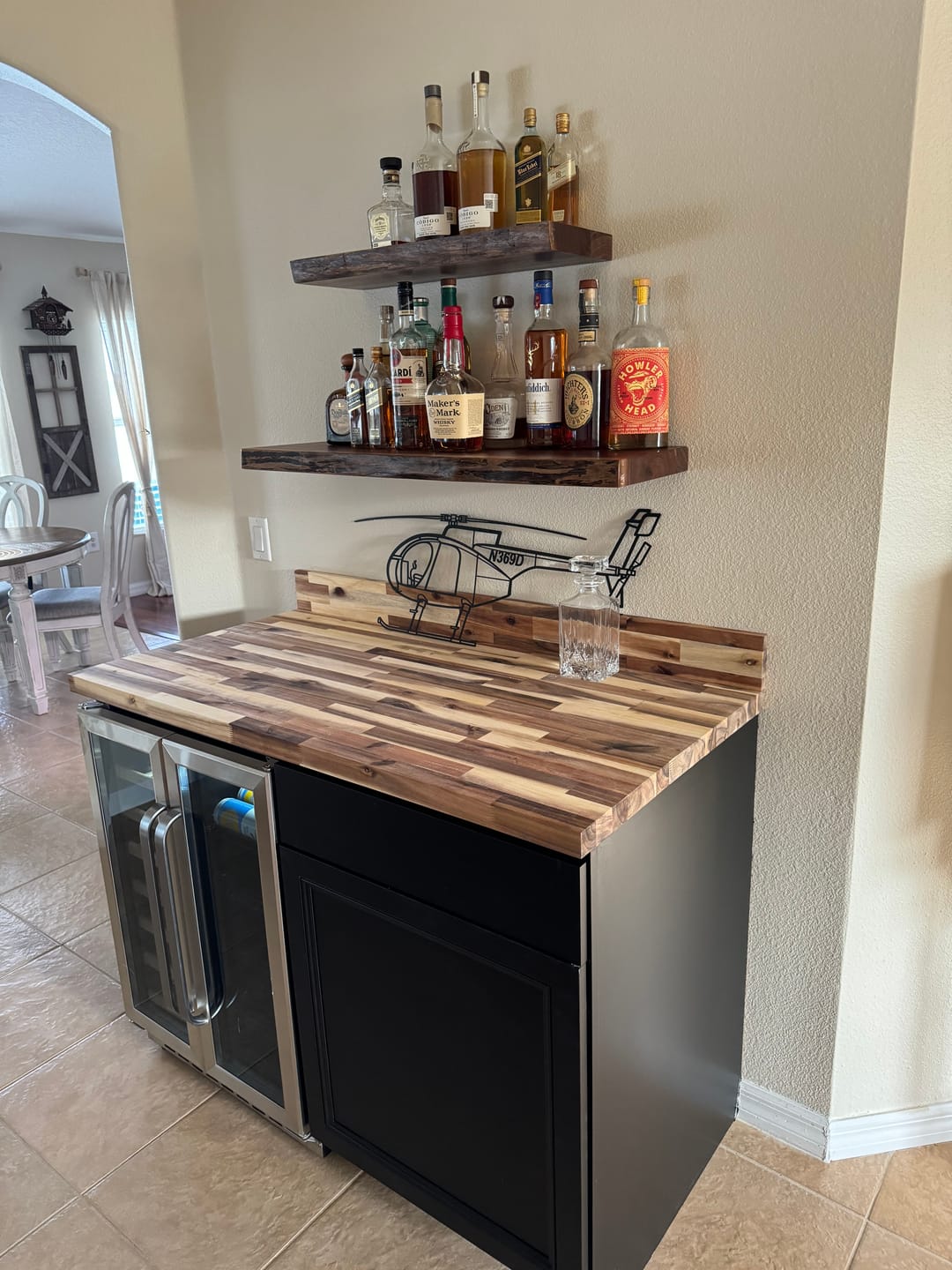 Customer photo review of Live Edge Walnut Floating Shelves