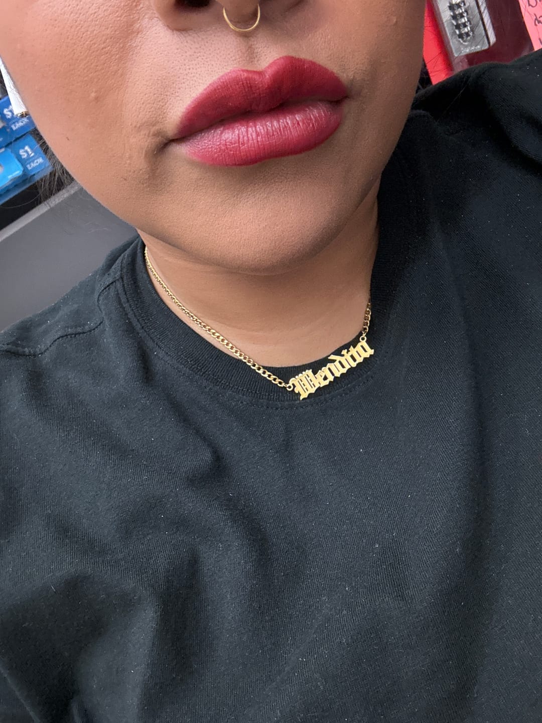Customer photo review of Old English Custom Necklace