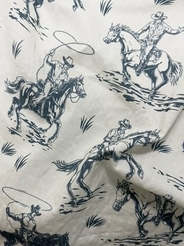 Customer photo review of Men's Horse Print Cowboy Button Up Holiday Short Sleeve Shirt