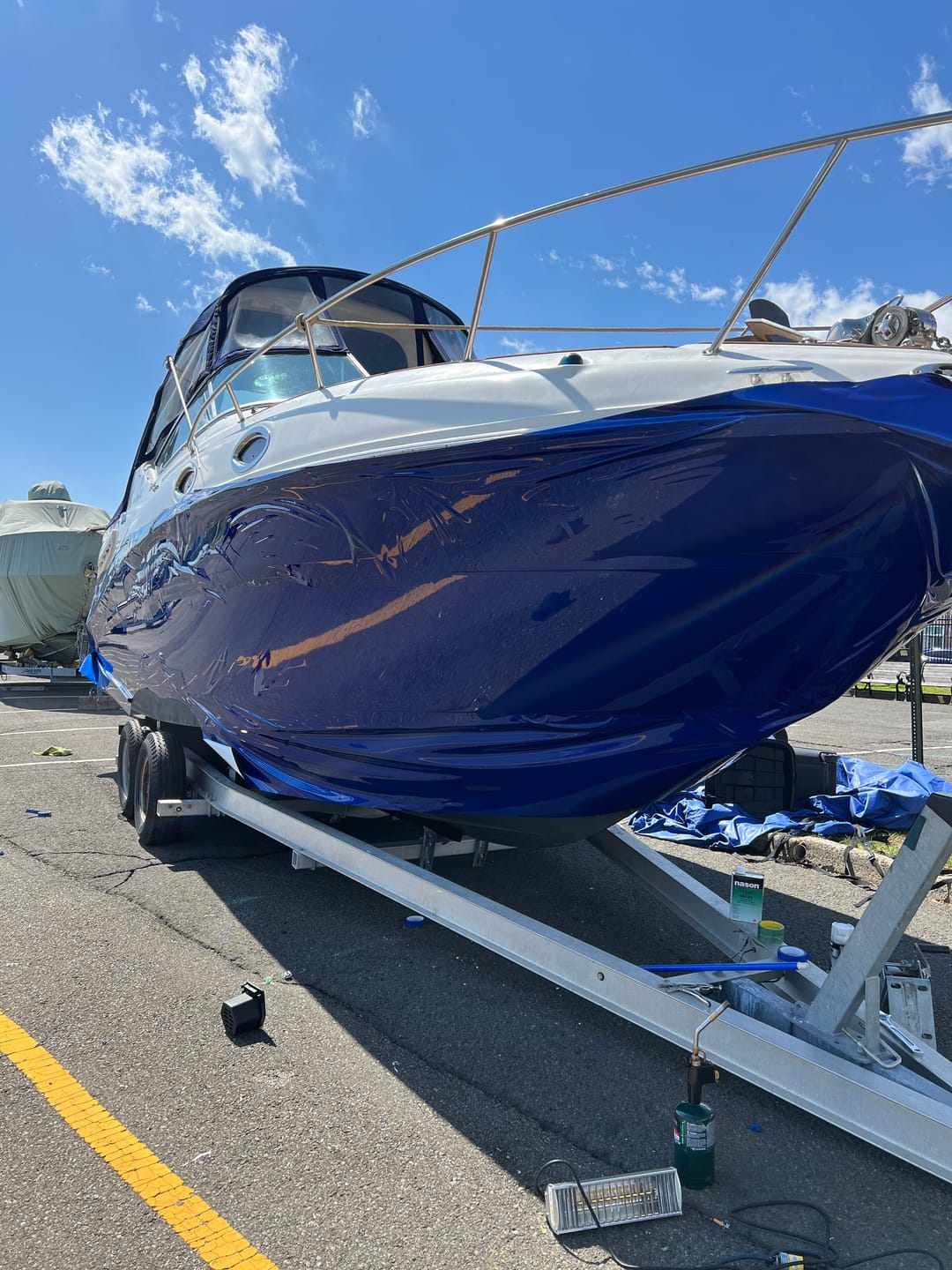 Customer photo review of Glossy Metallic Pearl Blue Vinyl Wrap