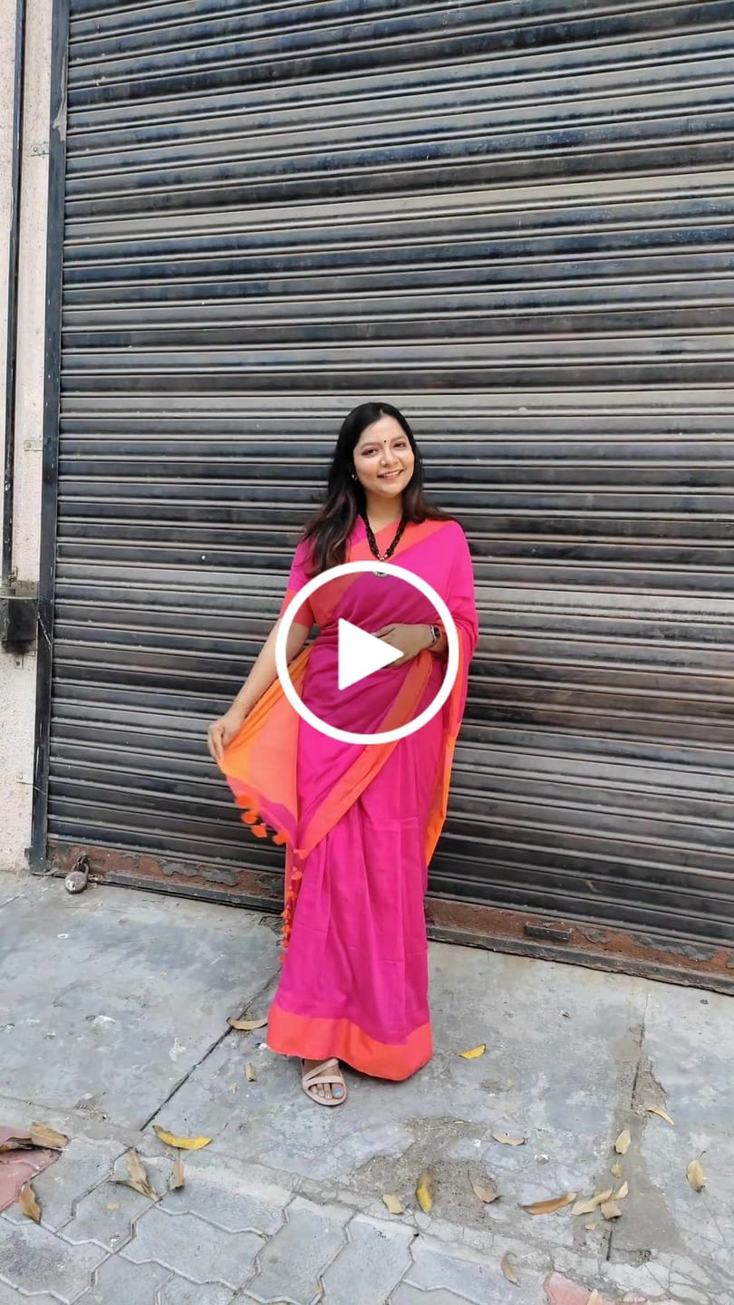 Customer video review of Pink Orange Soft Cotton  Saree