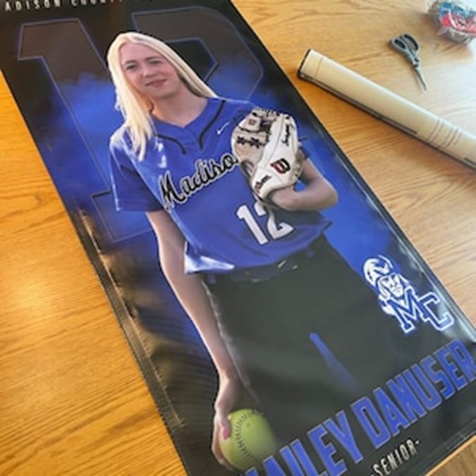 Customer photo review of Custom Sports Banner - The GOAT Softball
